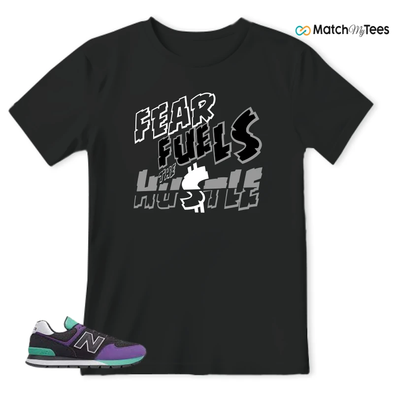 NEW BALANCE 574 RUGGED BLACK PRISM PURPLE SNEAKER Matching Tees t-shirt