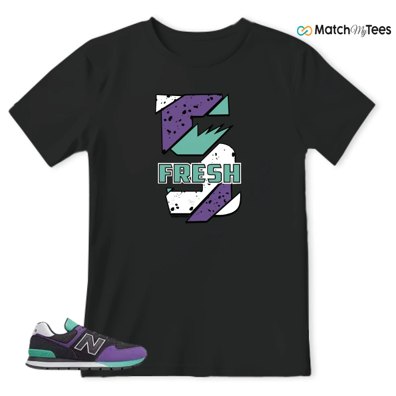 NEW BALANCE 574 RUGGED BLACK PRISM PURPLE SNEAKER Matching Tees t-shirt