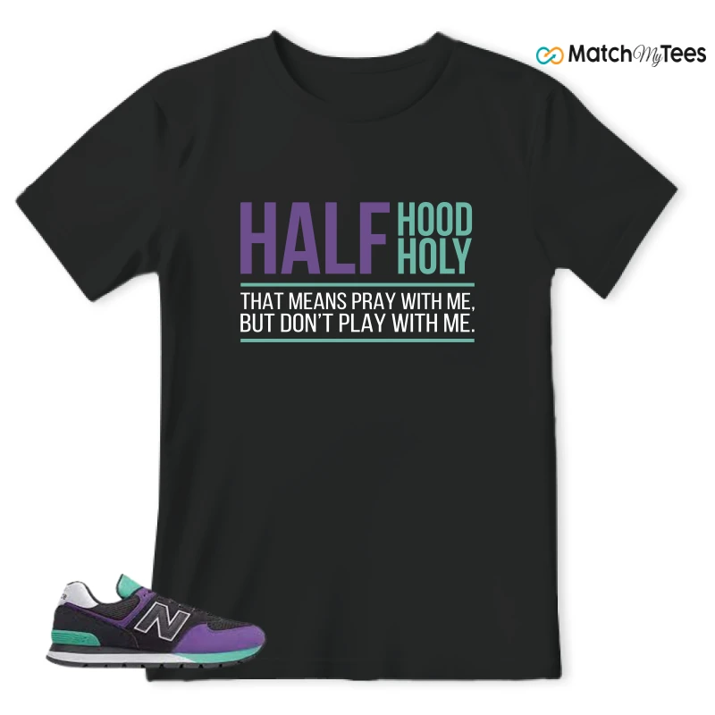 NEW BALANCE 574 RUGGED BLACK PRISM PURPLE SNEAKER Matching Tees t-shirt