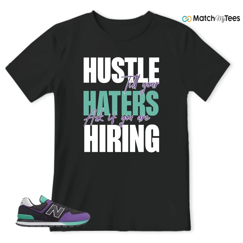 NEW BALANCE 574 RUGGED BLACK PRISM PURPLE SNEAKER Matching Tees t-shirt