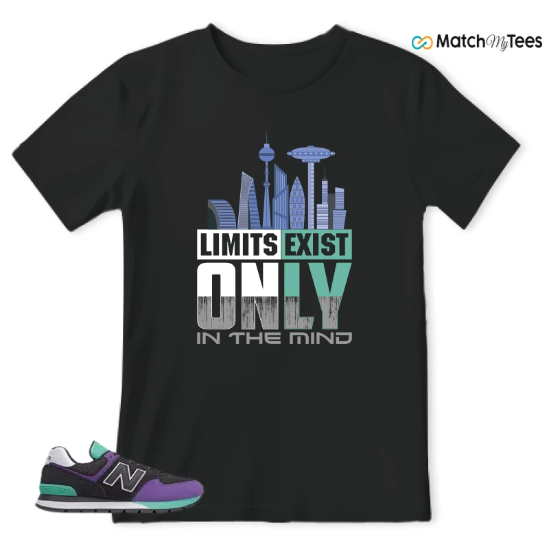 NEW BALANCE 574 RUGGED BLACK PRISM PURPLE SNEAKER Matching Tees T-shirt for Men