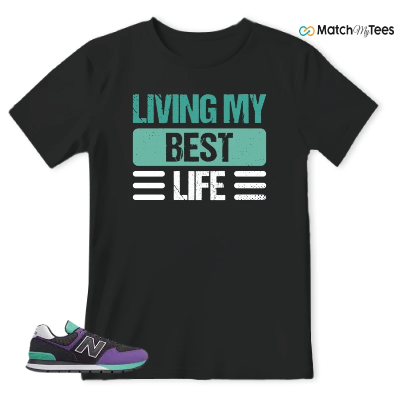NEW BALANCE 574 RUGGED BLACK PRISM PURPLE SNEAKER Matching Tees t-shirt