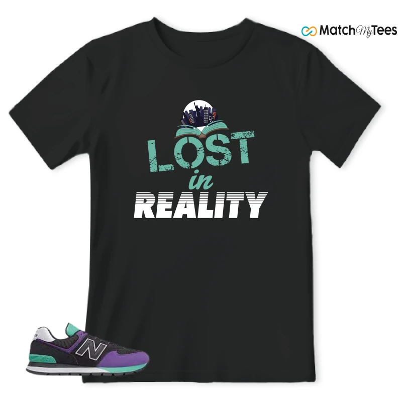NEW BALANCE 574 RUGGED BLACK PRISM PURPLE SNEAKER Matching Tees t-shirt
