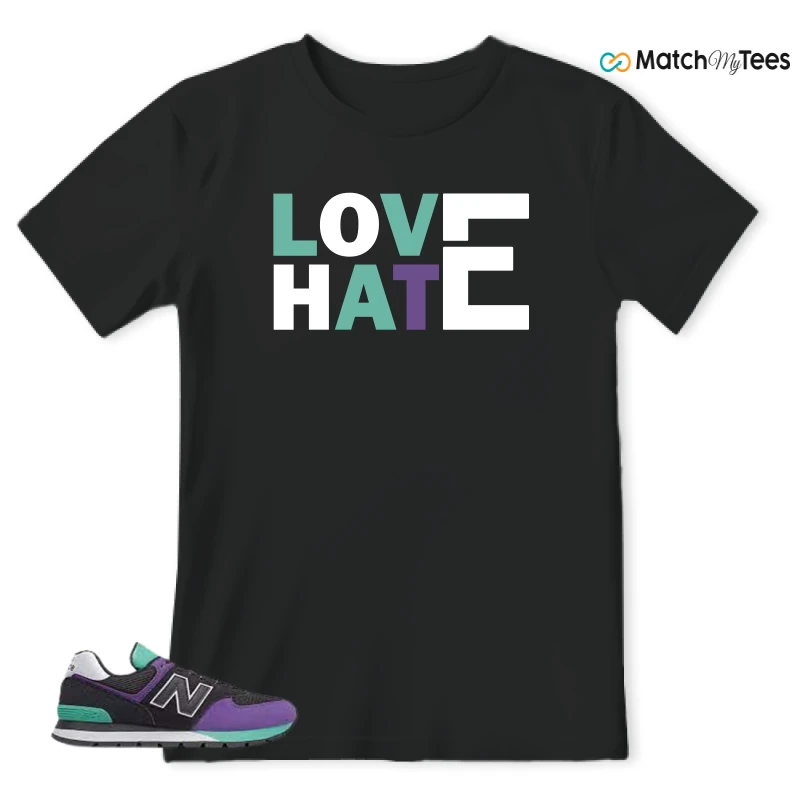 NEW BALANCE 574 RUGGED BLACK PRISM PURPLE SNEAKER Matching Tees T-shirt for Men