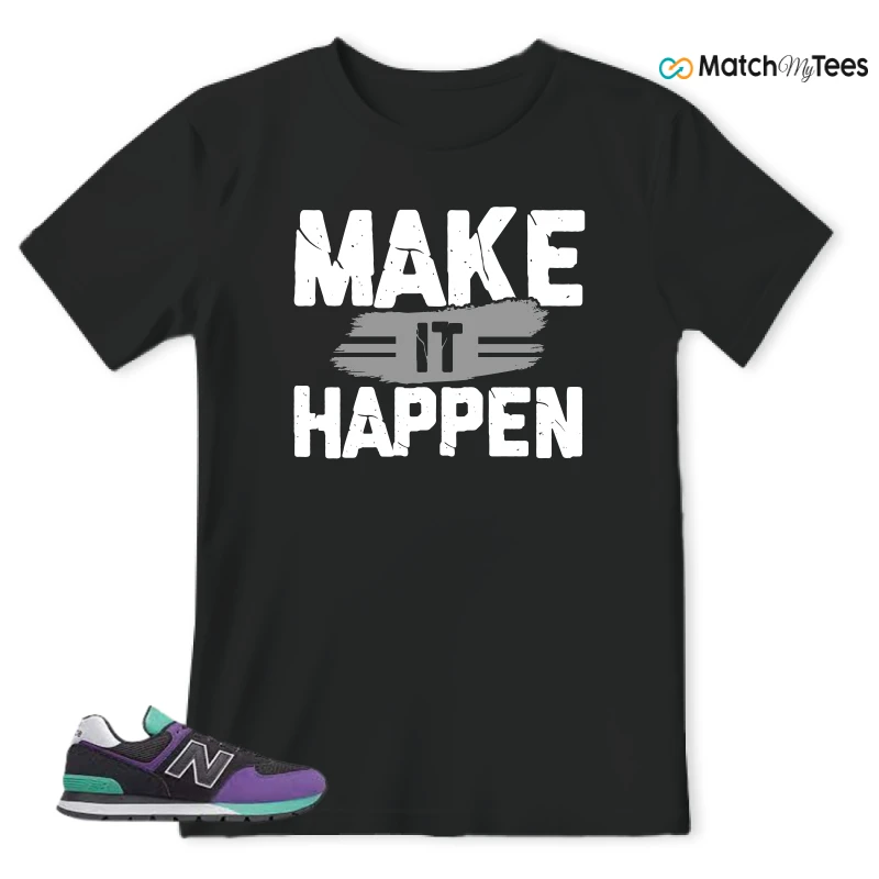 NEW BALANCE 574 RUGGED BLACK PRISM PURPLE SNEAKER Matching Tees t-shirt