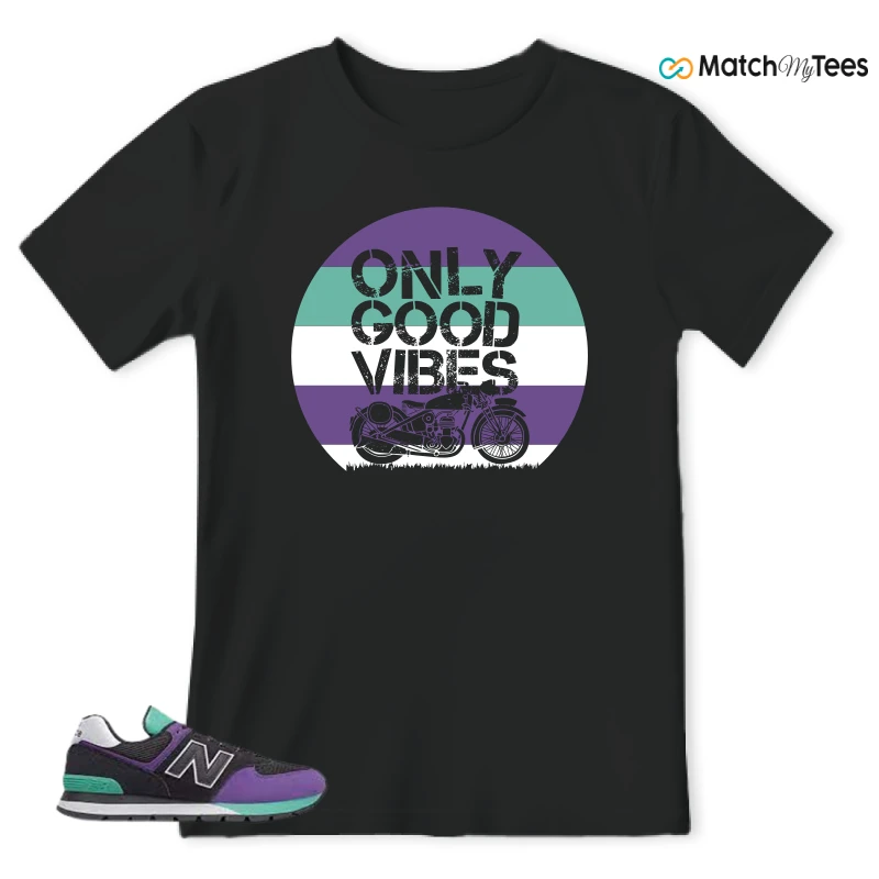 NEW BALANCE 574 RUGGED BLACK PRISM PURPLE SNEAKER Matching Tees t-shirt