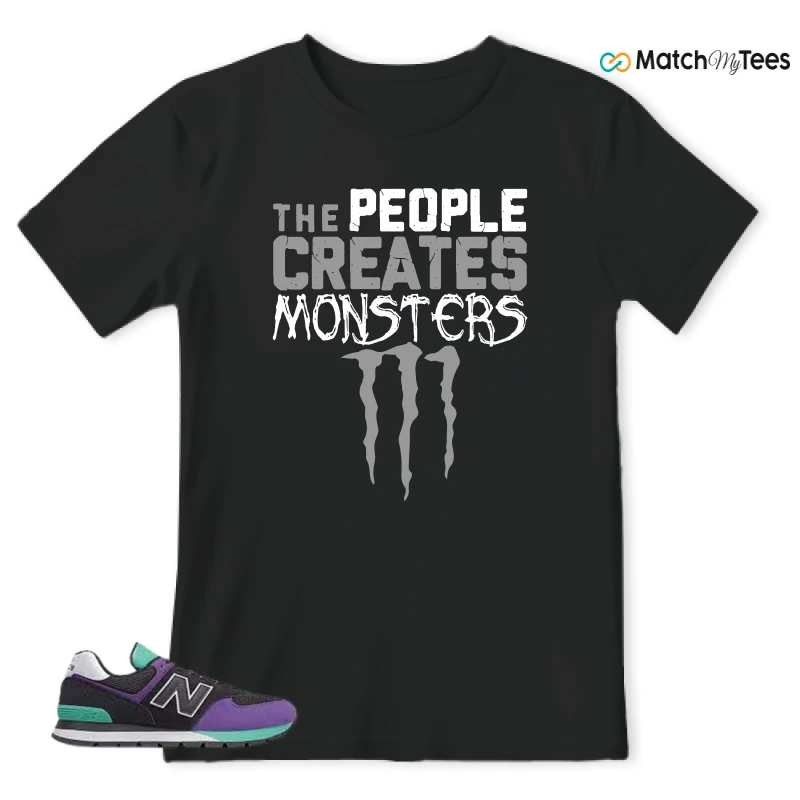 NEW BALANCE 574 RUGGED BLACK PRISM PURPLE SNEAKER Matching Tees t-shirt