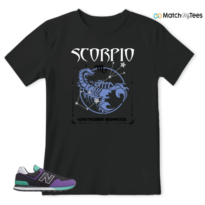 NEW BALANCE 574 RUGGED BLACK PRISM PURPLE SNEAKER Matching Tees T-shirt for Men