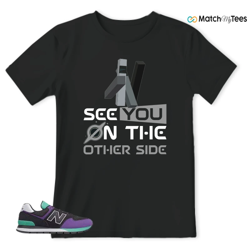 NEW BALANCE 574 RUGGED BLACK PRISM PURPLE SNEAKER Matching Tees t-shirt