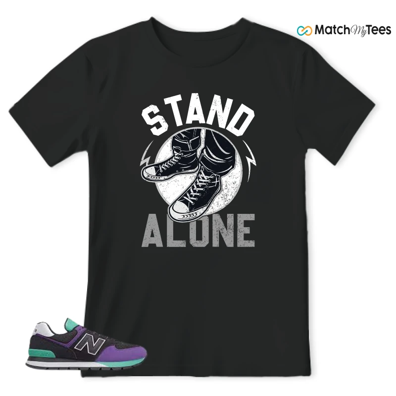 NEW BALANCE 574 RUGGED BLACK PRISM PURPLE SNEAKER Matching Tees t-shirt