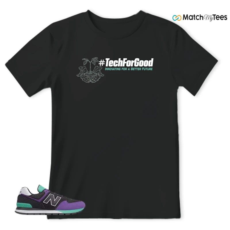 NEW BALANCE 574 RUGGED BLACK PRISM PURPLE SNEAKER Matching Tees t-shirt