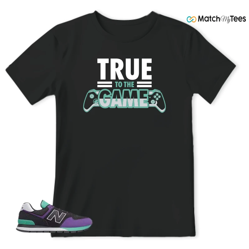 NEW BALANCE 574 RUGGED BLACK PRISM PURPLE SNEAKER Matching Tees t-shirt