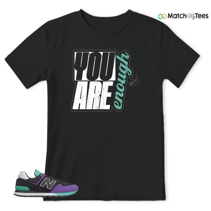 NEW BALANCE 574 RUGGED BLACK PRISM PURPLE SNEAKER Matching Tees t-shirt