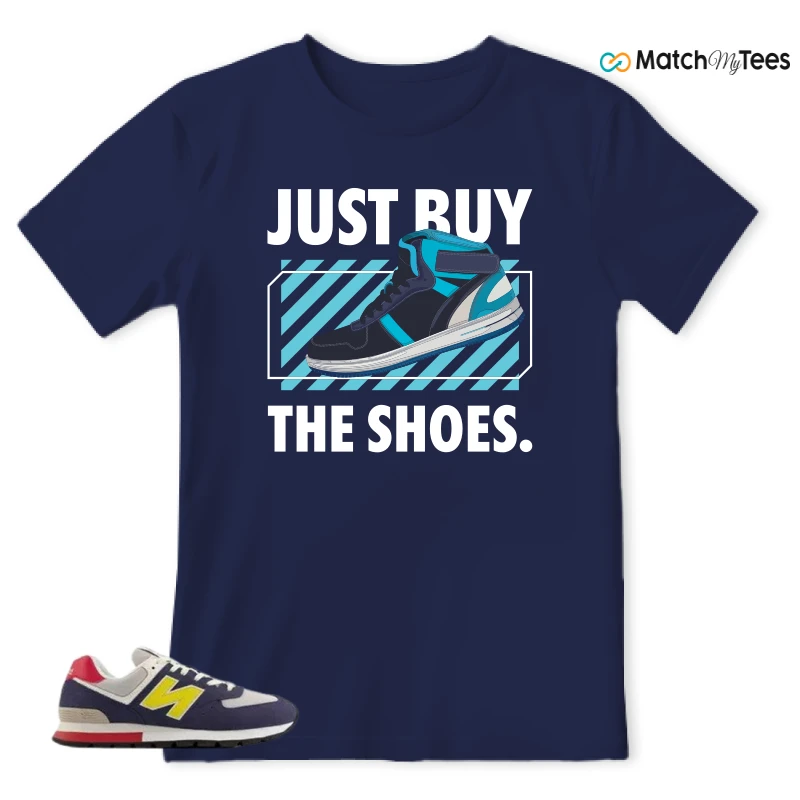 NEW BALANCE 574 RUGGED BLUE YELLOW SNEAKER Matching Tees t-shirt