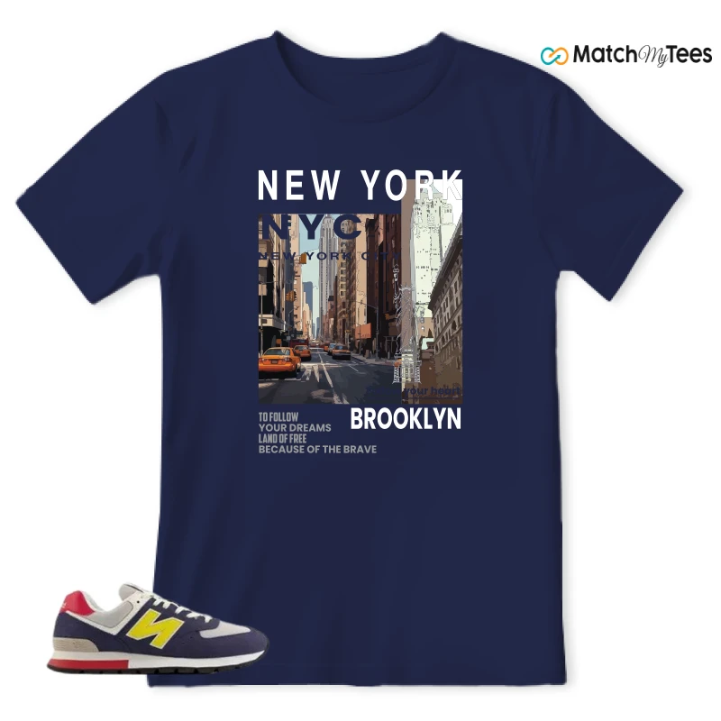 NEW BALANCE 574 RUGGED BLUE YELLOW SNEAKER Matching Tees t-shirt