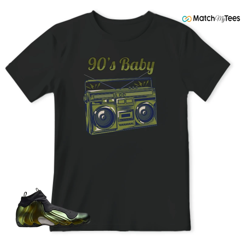 NIKE AIR FLIGHTPOSITE BLACK METALLIC GOLD SNEAKER Matching Tees t-shirt