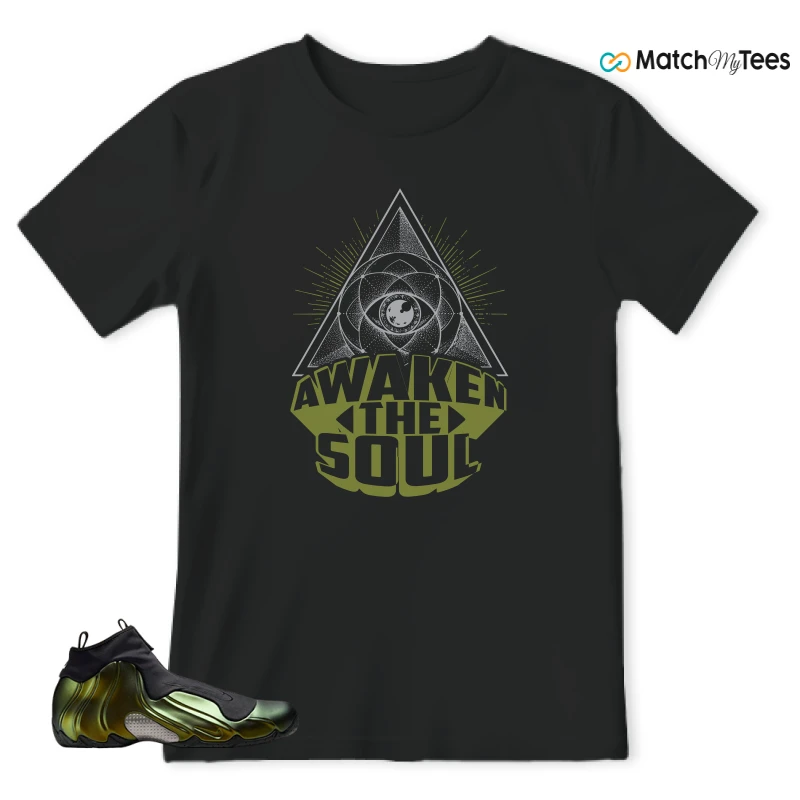NIKE AIR FLIGHTPOSITE BLACK METALLIC GOLD SNEAKER Matching Tees t-shirt