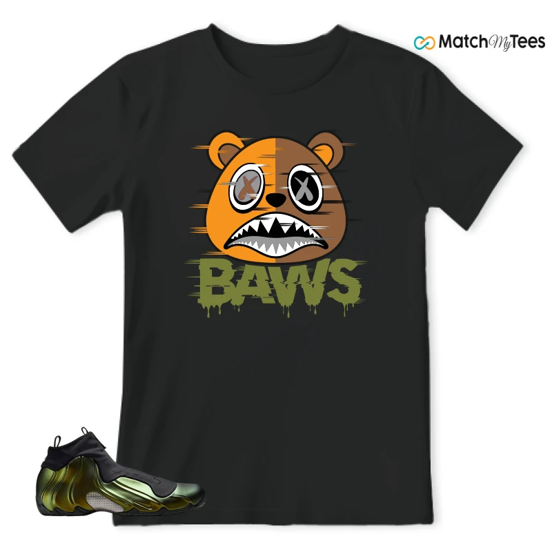 NIKE AIR FLIGHTPOSITE BLACK METALLIC GOLD SNEAKER Matching Tees t-shirt