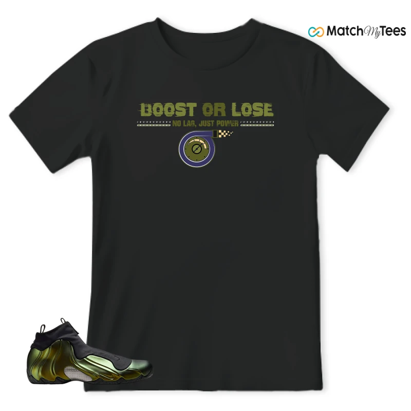 NIKE AIR FLIGHTPOSITE BLACK METALLIC GOLD SNEAKER Matching Tees T-shirt for Men