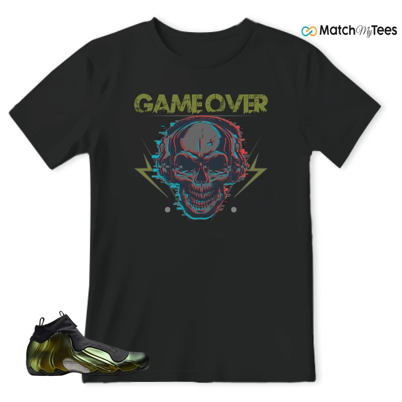 NIKE AIR FLIGHTPOSITE BLACK METALLIC GOLD SNEAKER Matching Tees T-shirt for Men