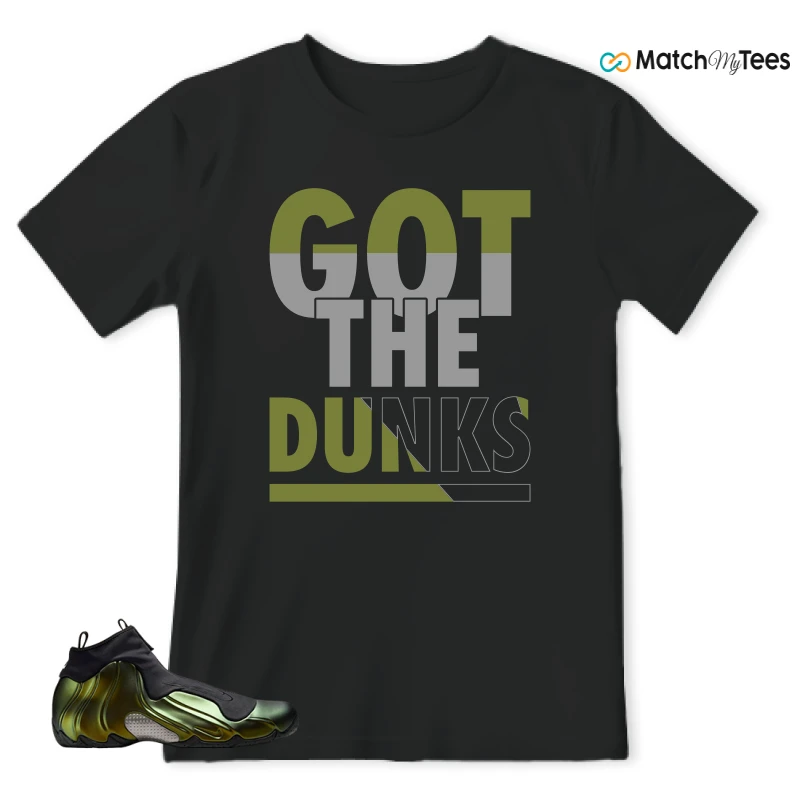 NIKE AIR FLIGHTPOSITE BLACK METALLIC GOLD SNEAKER Matching Tees T-shirt for Men