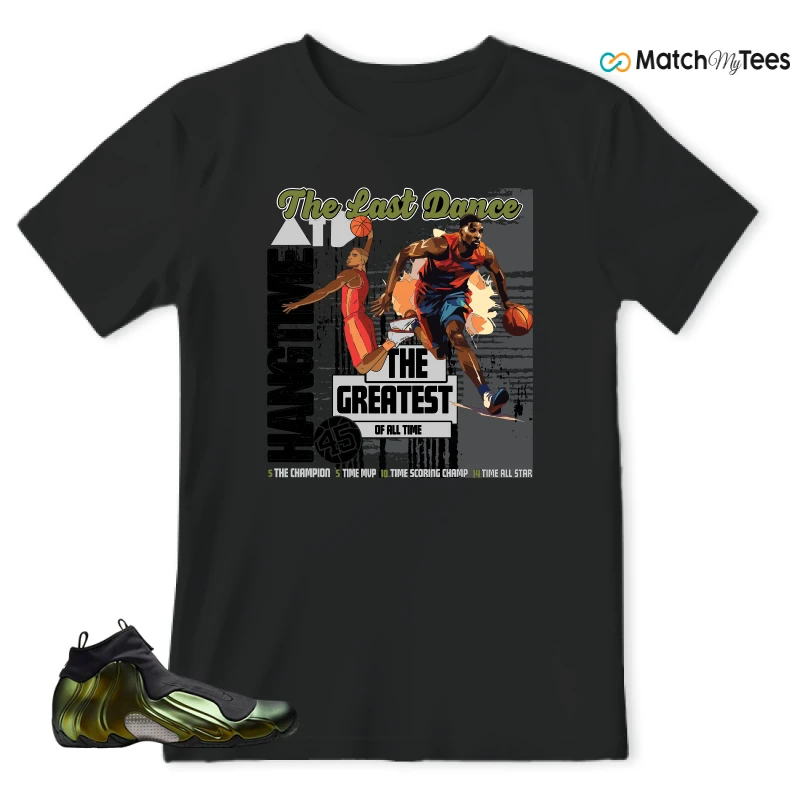 NIKE AIR FLIGHTPOSITE BLACK METALLIC GOLD SNEAKER Matching Tees T-shirt for Men