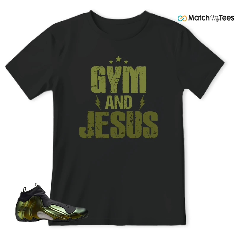 NIKE AIR FLIGHTPOSITE BLACK METALLIC GOLD SNEAKER Matching Tees t-shirt