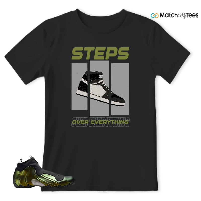 NIKE AIR FLIGHTPOSITE BLACK METALLIC GOLD SNEAKER Matching Tees t-shirt