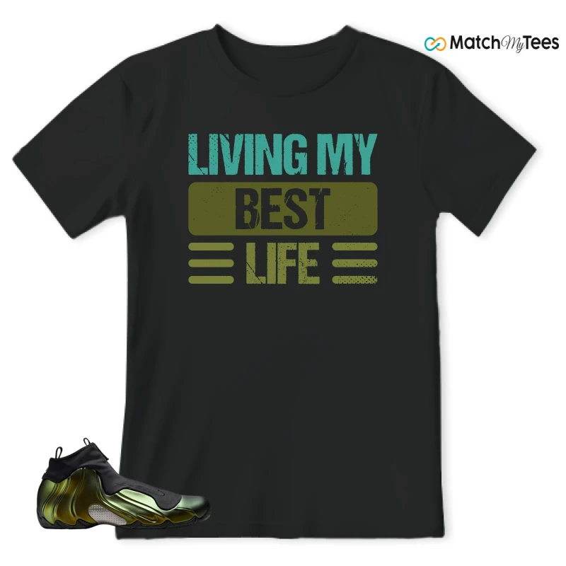 NIKE AIR FLIGHTPOSITE BLACK METALLIC GOLD SNEAKER Matching Tees t-shirt