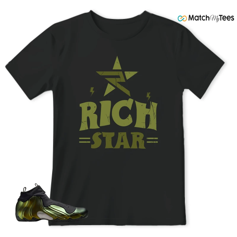 NIKE AIR FLIGHTPOSITE BLACK METALLIC GOLD SNEAKER Matching Tees t-shirt