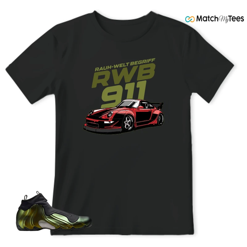 NIKE AIR FLIGHTPOSITE BLACK METALLIC GOLD SNEAKER Matching Tees t-shirt