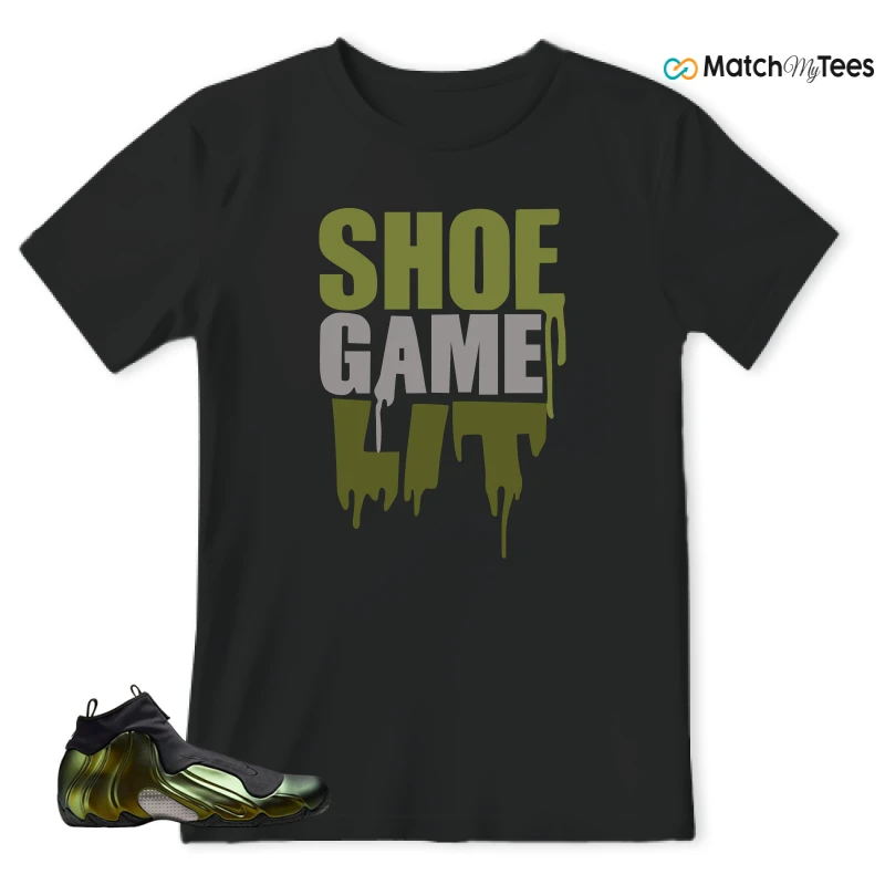 NIKE AIR FLIGHTPOSITE BLACK METALLIC GOLD SNEAKER Matching Tees t-shirt