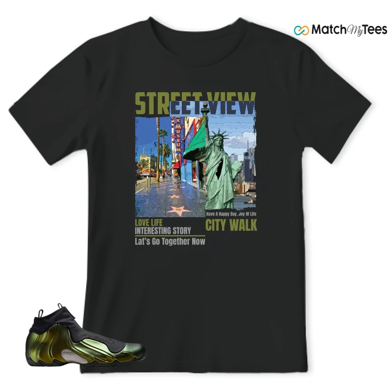 NIKE AIR FLIGHTPOSITE BLACK METALLIC GOLD SNEAKER Matching Tees t-shirt