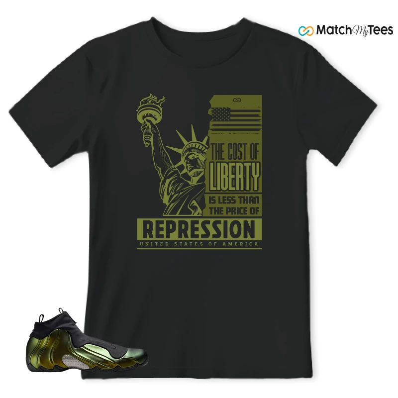 NIKE AIR FLIGHTPOSITE BLACK METALLIC GOLD SNEAKER Matching Tees t-shirt