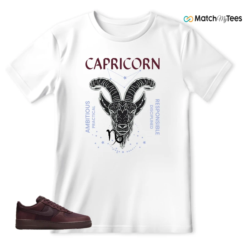 NIKE AIR FORCE 1 07 BURGUNDY CRUSH SNEAKER Matching Tees T-shirt for Men