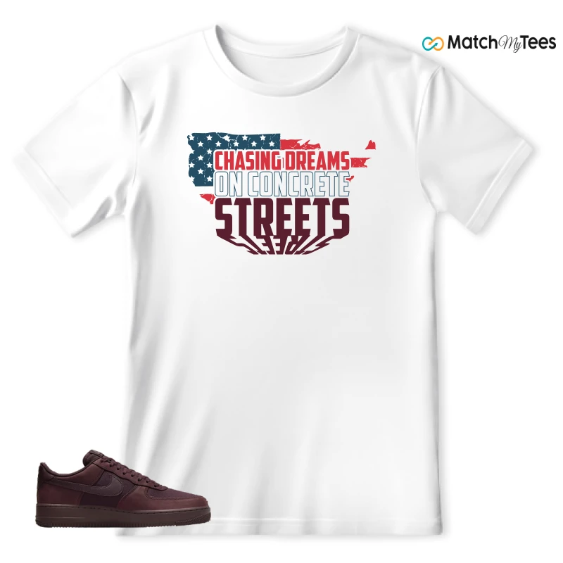 NIKE AIR FORCE 1 07 BURGUNDY CRUSH SNEAKER Matching Tees t-shirt
