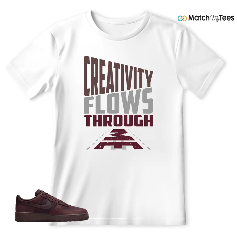 NIKE AIR FORCE 1 07 BURGUNDY CRUSH SNEAKER Matching Tees T-shirt for Men