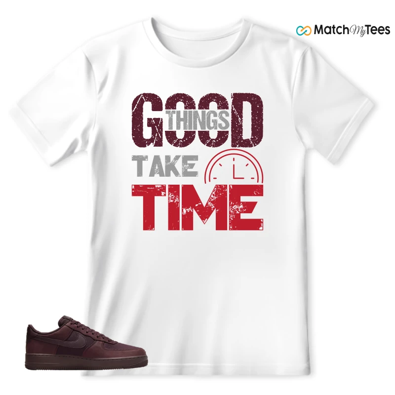 NIKE AIR FORCE 1 07 BURGUNDY CRUSH SNEAKER Matching Tees t-shirt
