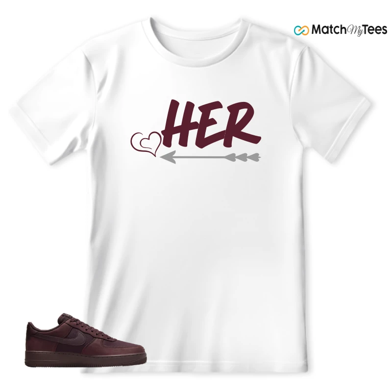 NIKE AIR FORCE 1 07 BURGUNDY CRUSH SNEAKER Matching Tees t-shirt