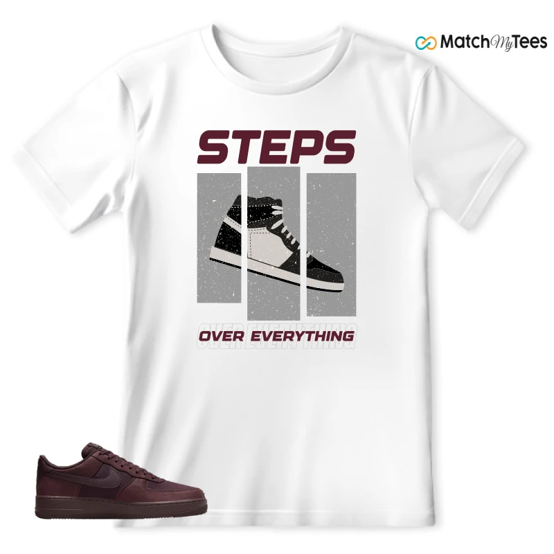 NIKE AIR FORCE 1 07 BURGUNDY CRUSH SNEAKER Matching Tees t-shirt