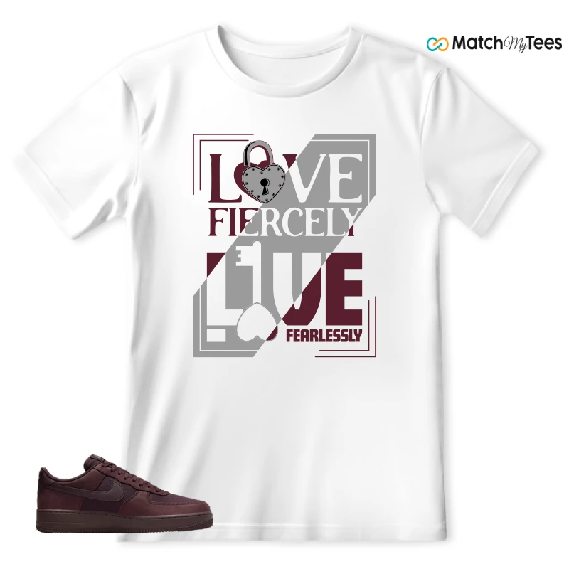NIKE AIR FORCE 1 07 BURGUNDY CRUSH SNEAKER Matching Tees t-shirt