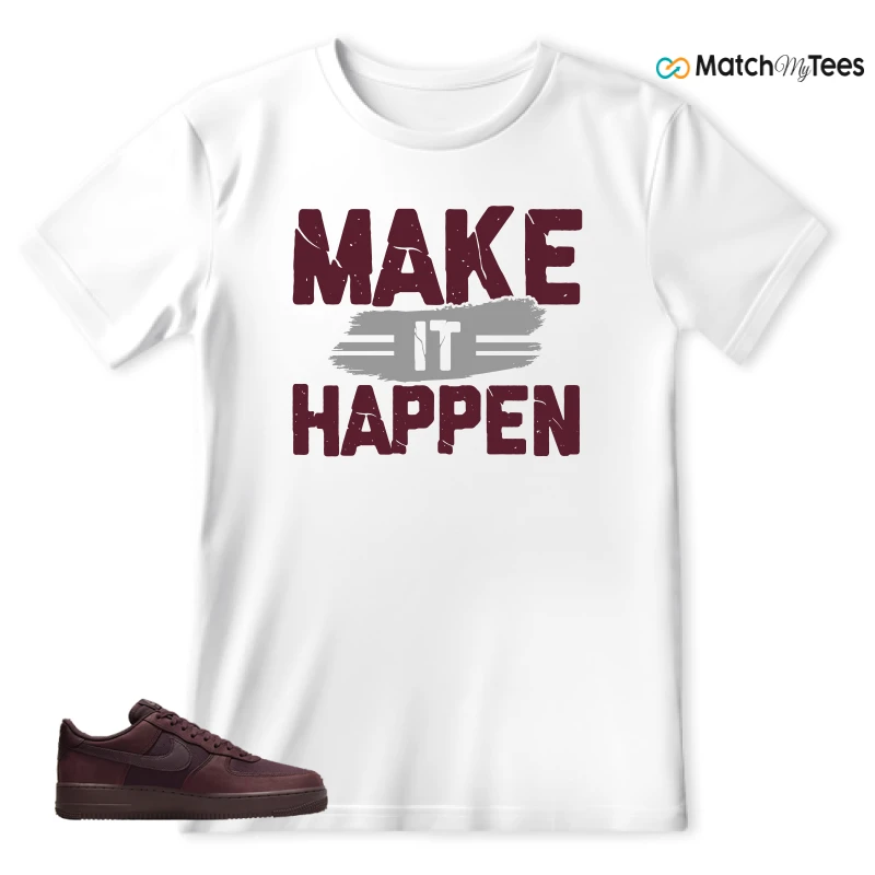 NIKE AIR FORCE 1 07 BURGUNDY CRUSH SNEAKER Matching Tees t-shirt