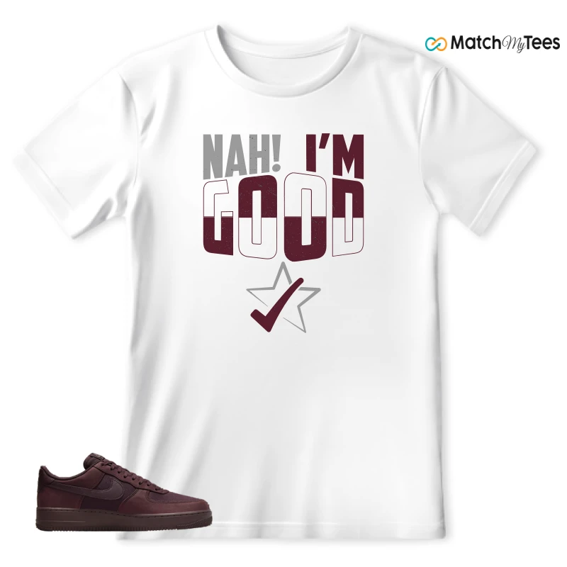 NIKE AIR FORCE 1 07 BURGUNDY CRUSH SNEAKER Matching Tees t-shirt