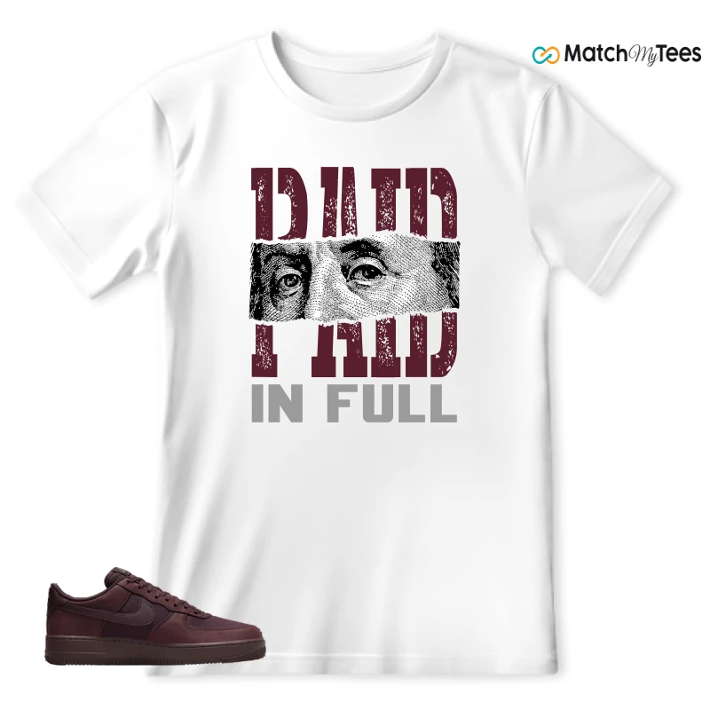 NIKE AIR FORCE 1 07 BURGUNDY CRUSH SNEAKER Matching Tees t-shirt