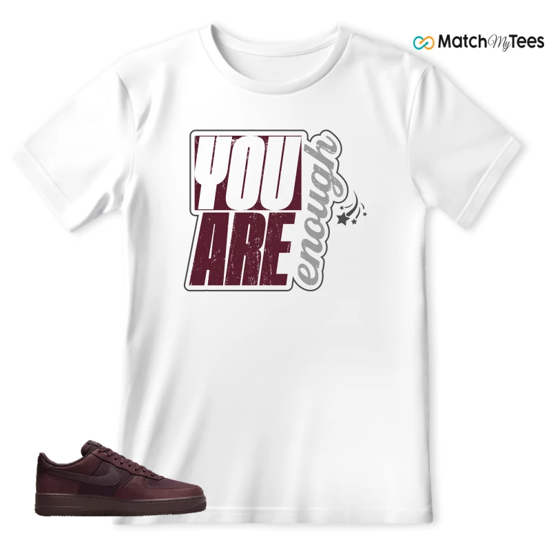 NIKE AIR FORCE 1 07 BURGUNDY CRUSH SNEAKER Matching Tees t-shirt