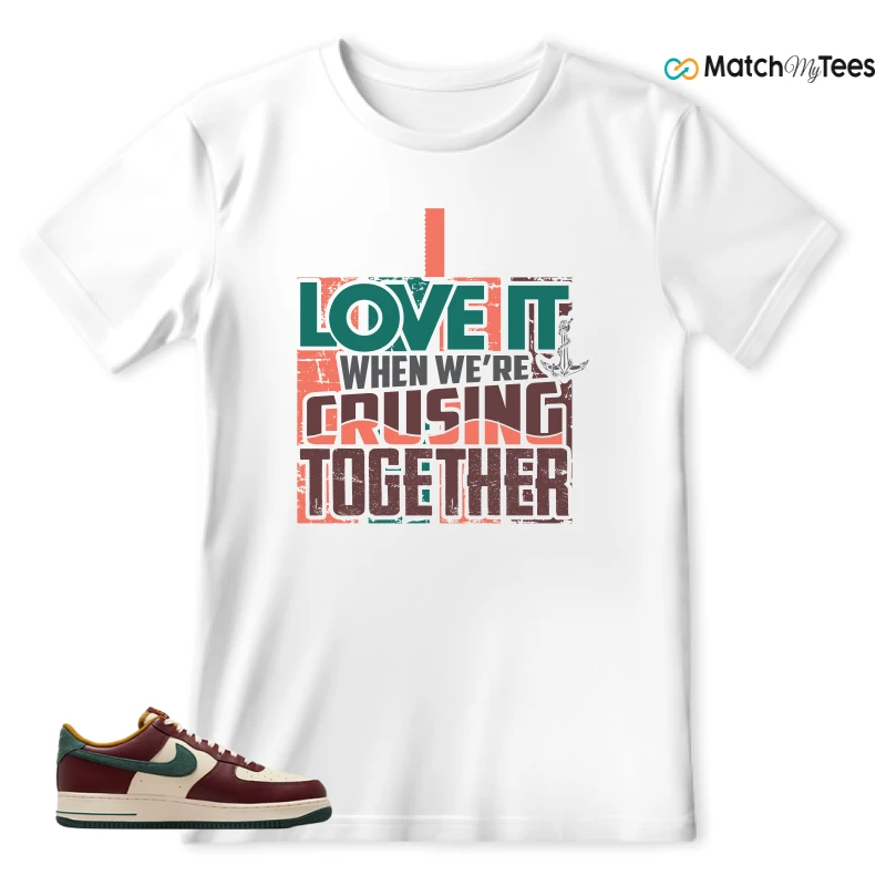 NIKE AIR FORCE 1 COCONUT MILK DARK TEAM RED SNEAKER Matching Tees t-shirt