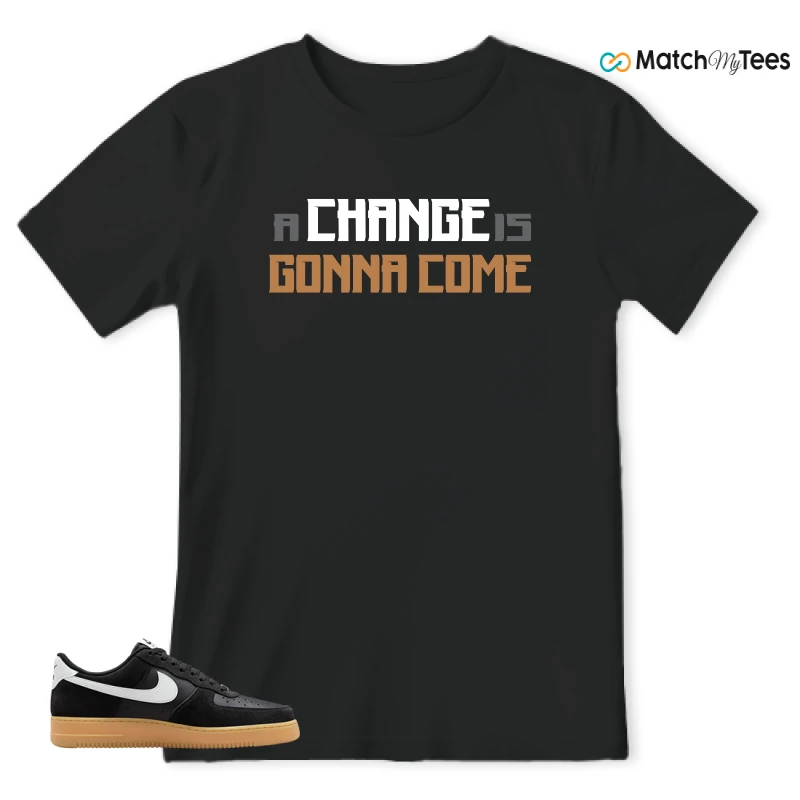 NIKE AIR FORCE 1 LOW  BLACK WHITE GUM SNEAKER Matching Tees T-shirt for Men