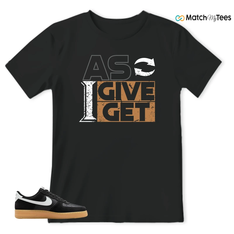 NIKE AIR FORCE 1 LOW  BLACK WHITE GUM SNEAKER Matching Tees t-shirt