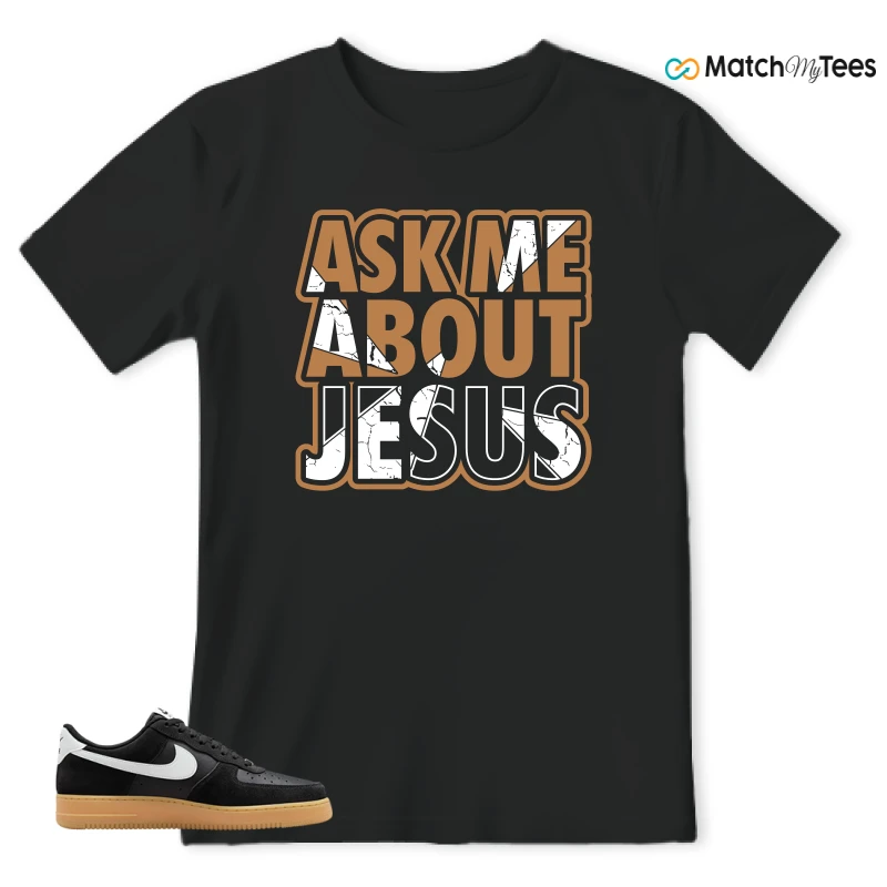 NIKE AIR FORCE 1 LOW  BLACK WHITE GUM SNEAKER Matching Tees t-shirt