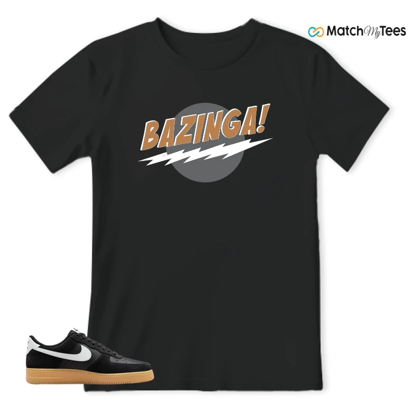NIKE AIR FORCE 1 LOW  BLACK WHITE GUM SNEAKER Matching Tees T-shirt for Men
